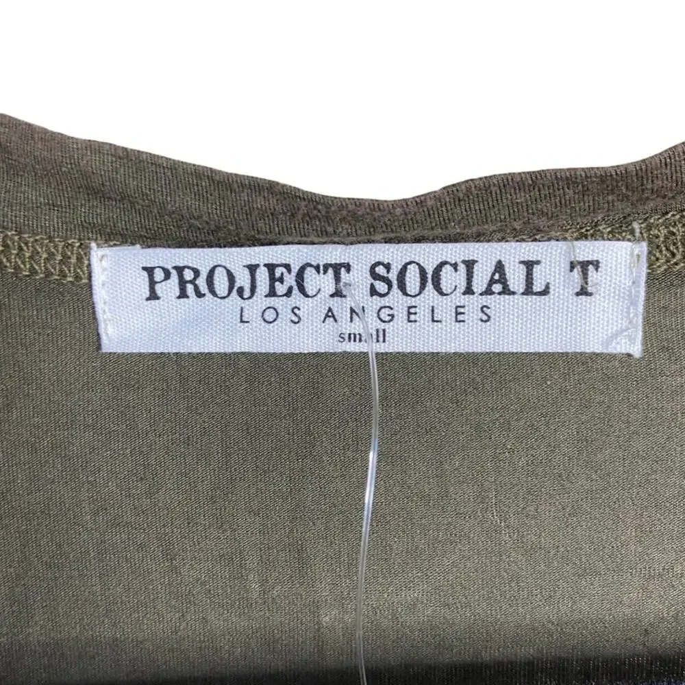 Project Social T Dark Green Meg Washed Long Sleeve Women's Size Small